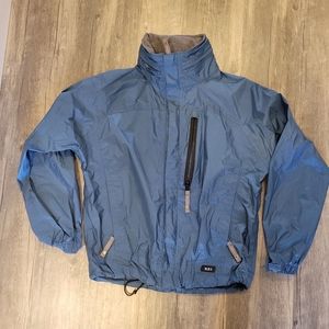 REI E1 Elements Kids Blue Waterproof Hooded Rain Jacket Coat Size Kid M (8/10)
